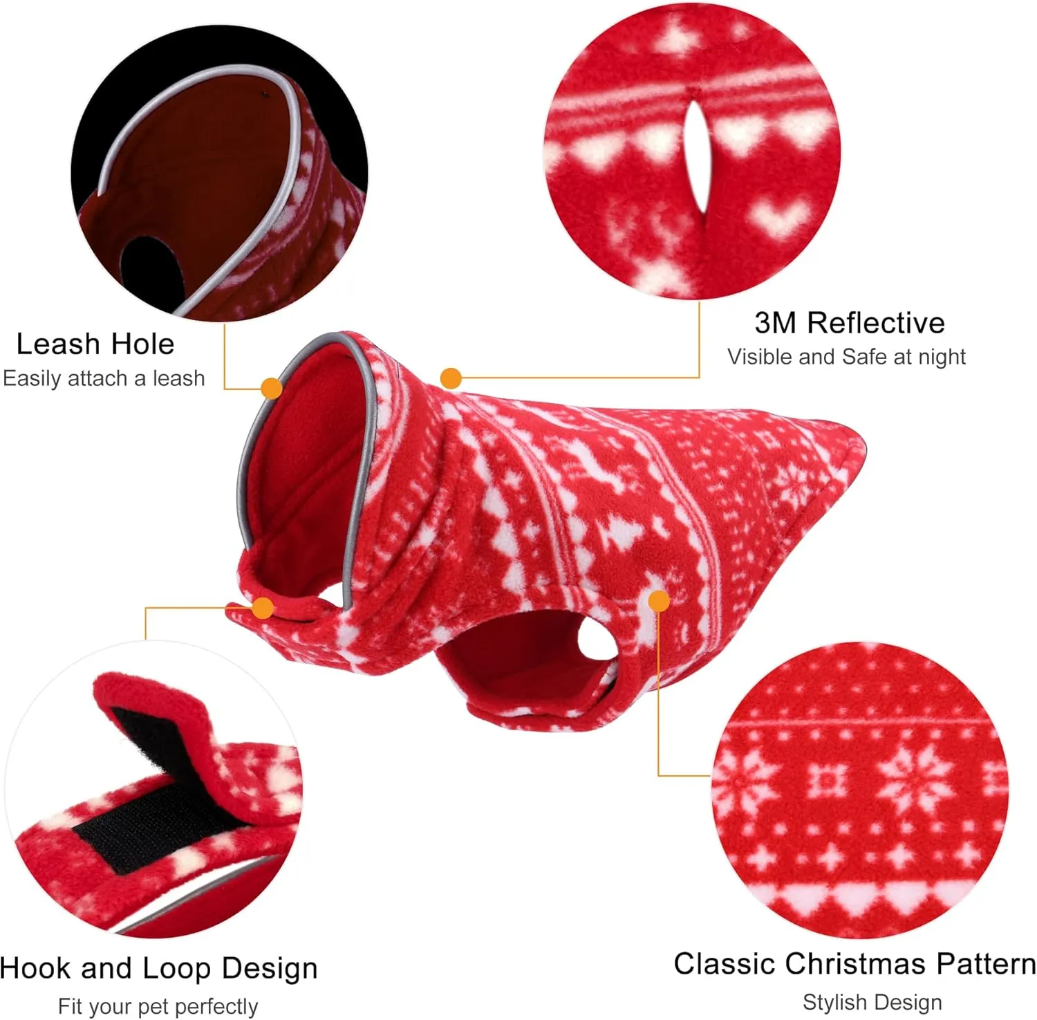 Christmas Dog Winter Coats Pet Sweater Reversible Dog Jacket Reflective Dog Vest Clothes Cold Weather Christmas Costume Dog Clothes for Small to Medium Sized Dogs and Cats（XL）