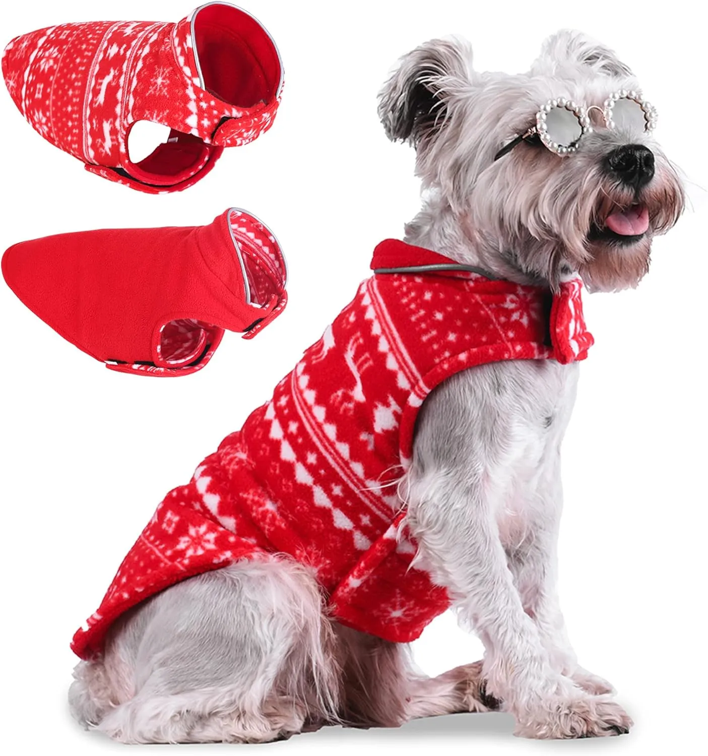 Christmas Dog Winter Coats Pet Sweater Reversible Dog Jacket Reflective Dog Vest Clothes Cold Weather Christmas Costume Dog Clothes for Small to Medium Sized Dogs and Cats（XL）