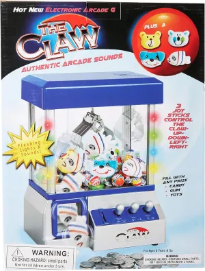 Claw Machine - Arcade Mini Toy Grabber Machine for Kids - Candy Machine- Retro Carnvial Music & Flashing Lights- Best Birthday Gift Game. Use Gumballs, Candy, Toys, or Small Prizes (Blue)