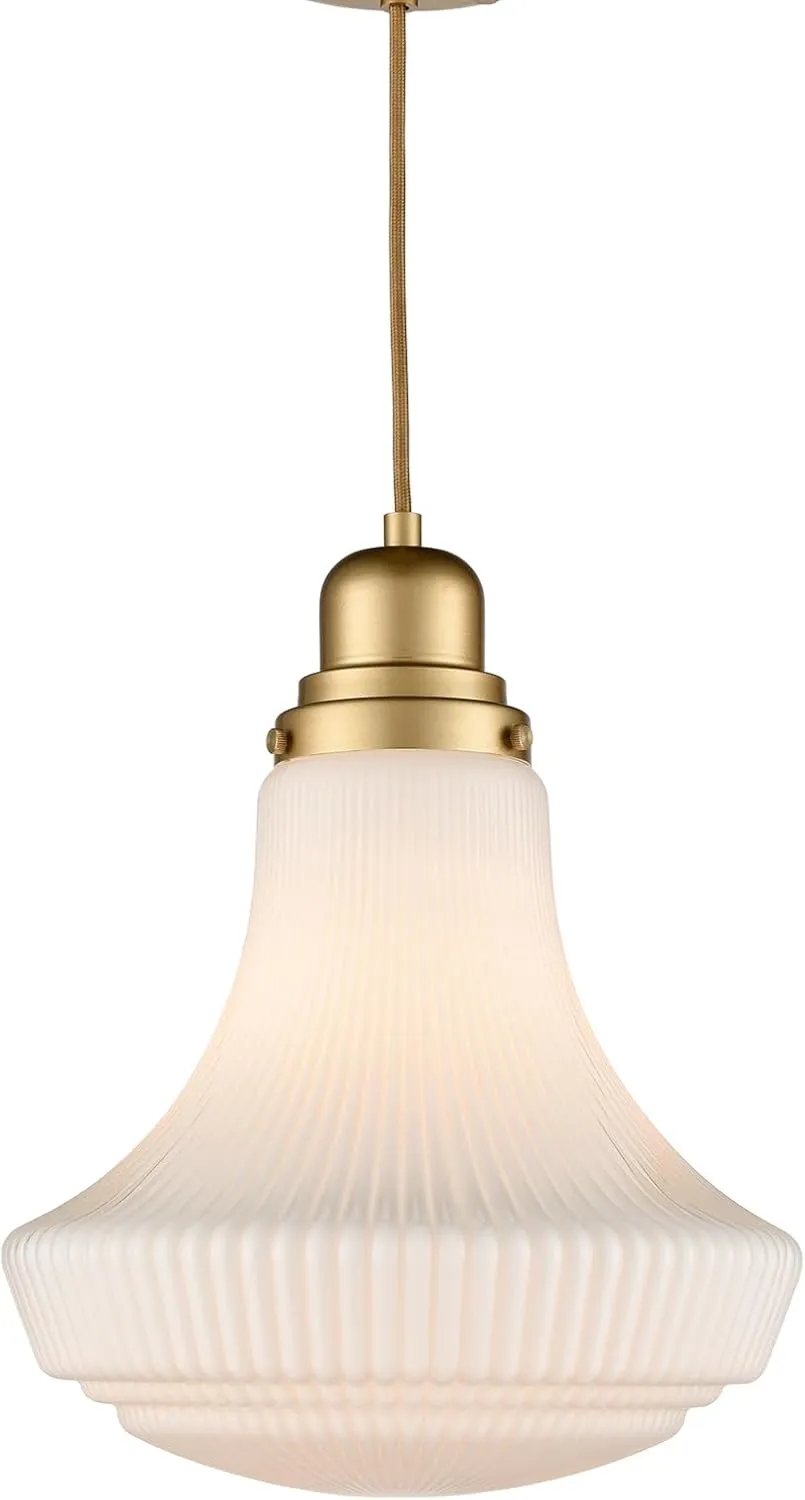 CLAXY Modern Gold Pendant Light Over Kitchen Island with Glass Shade E26 Socket Hanging Pendant Lighting for Kitchen Dining Room Bedroom Restaurant