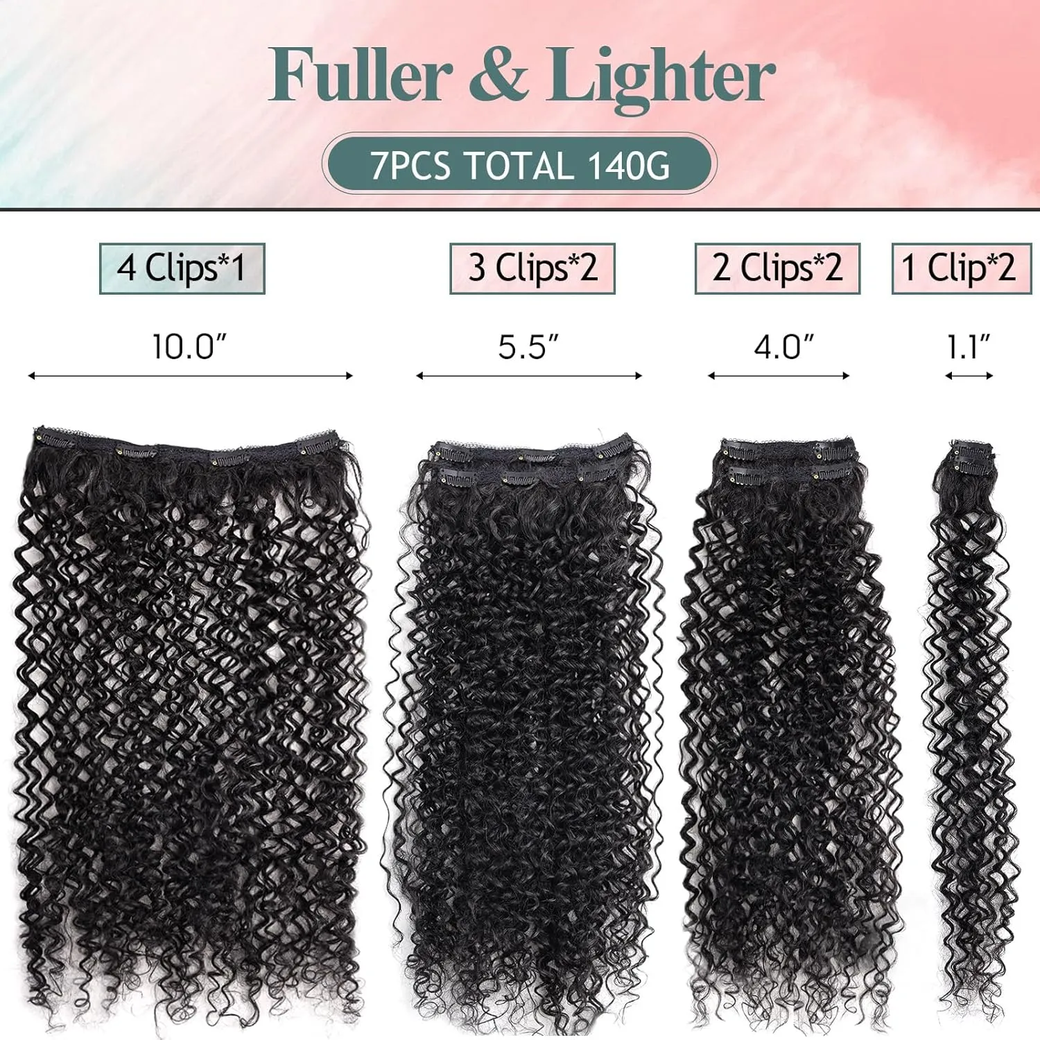 Clip In Hair Extensions - 140G Synthetic hair Dark Brown Clip in Human Hair Feelings Extensions Jerry Curly Hair Extensions for Black Women extensions Hairpieces (2# 24 Inch)(Pack of 7)