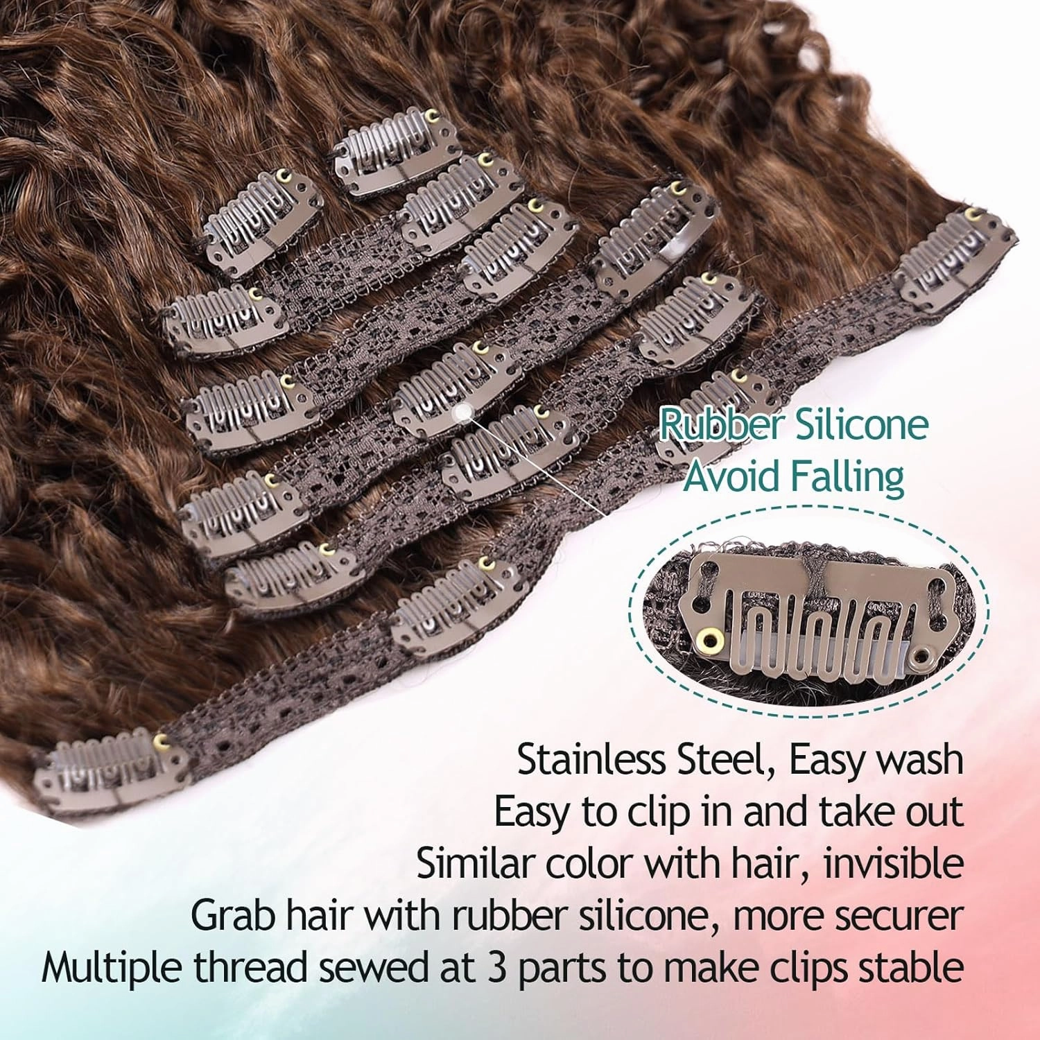 Clip In Curly Hair Extensions - 140G 7Pcs Synthetic Ombre Honey Blonde hair Extensions Jerry Curly Hair Extensions for Black Women clip in extensions Hairpieces (MT4/30# 24 Inch)(Pack of 7)