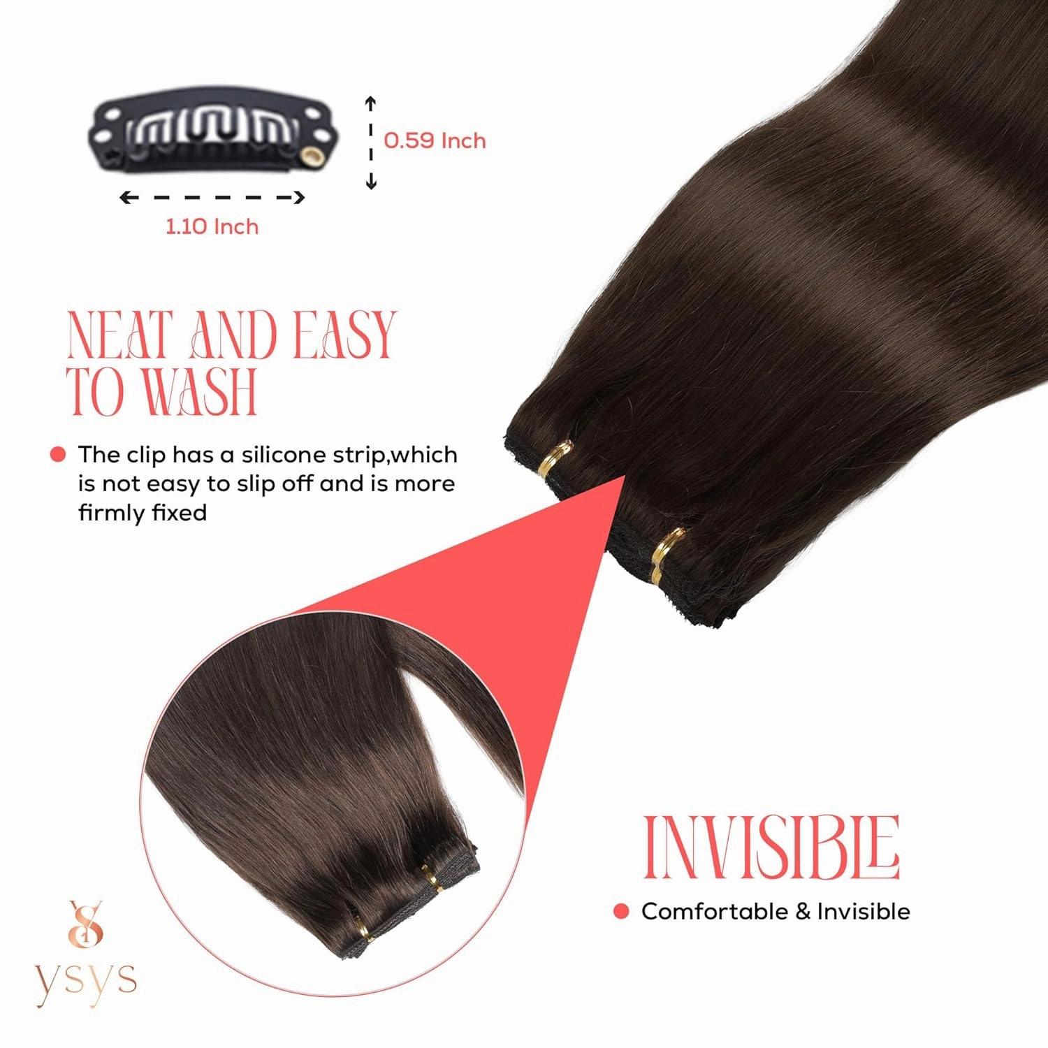 Clip in Hair Extensions - 100% Human Hair Remy Hair Extensions for Women - 7 Pieces, 120g Seamless Clip ins for Extra Volume/Style - Natural Straight (Darkest Brown #2, 18 inches)