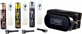 CLIPPER Large Metal Lighters (CP11) - Shiny Black(Gold,Rose Gold, Silver) with Premium Leaves Pattern - Set of 3 - Bundles with Silicone Sleeves & Extra Flint Systems