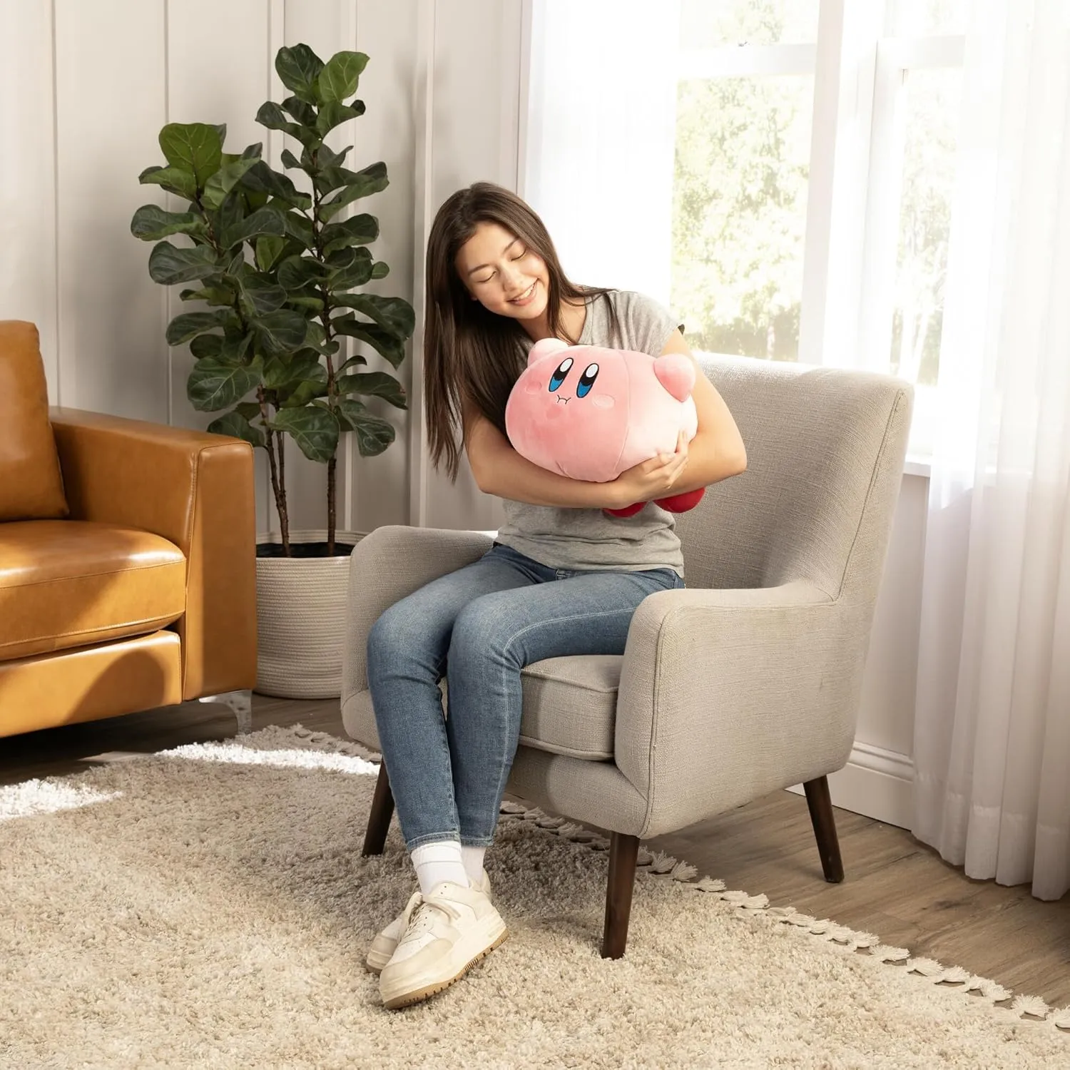 Club Mocchi Mocchi- Kirby Plush - Hovering Kirby Plushie - Squishy Toys - Collectible and Cute Stuffed Animals - Gaming Gifts and Game Room Decor - Video Game Collectibles - 15 Inch