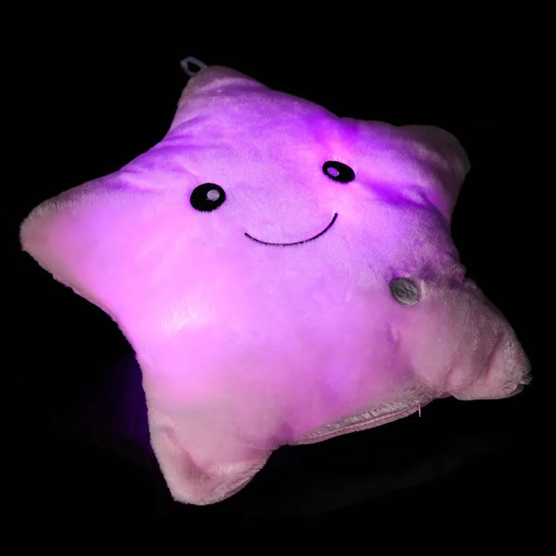 Colorful Star Glow LED Luminous Light Cushion Lovely Soft Relax Smile Stars Flashing Cushions