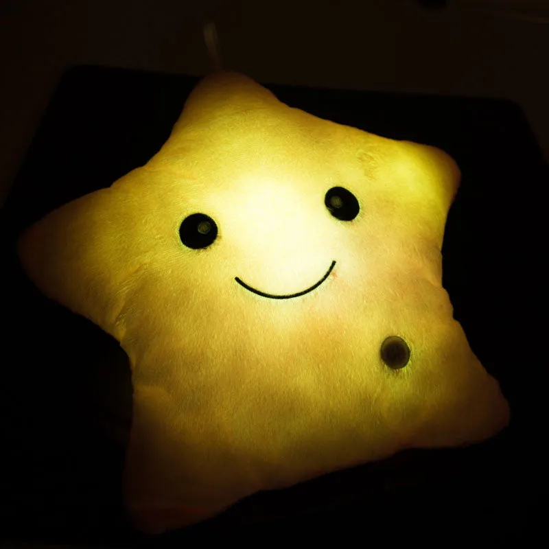 Colorful Star Glow LED Luminous Light Cushion Lovely Soft Relax Smile Stars Flashing Cushions