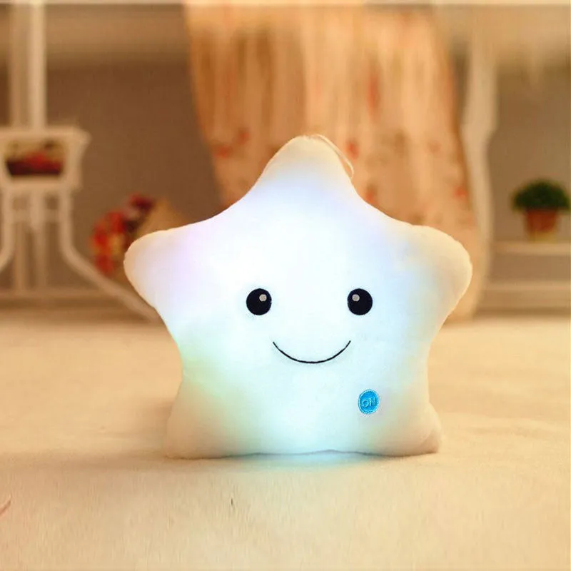 Colorful Star Glow LED Luminous Light Cushion Lovely Soft Relax Smile Stars Flashing Cushions