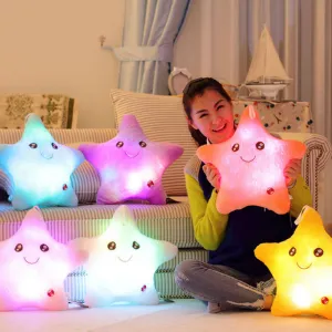 Colorful Star Glow LED Luminous Light Cushion Lovely Soft Relax Smile Stars Flashing Cushions