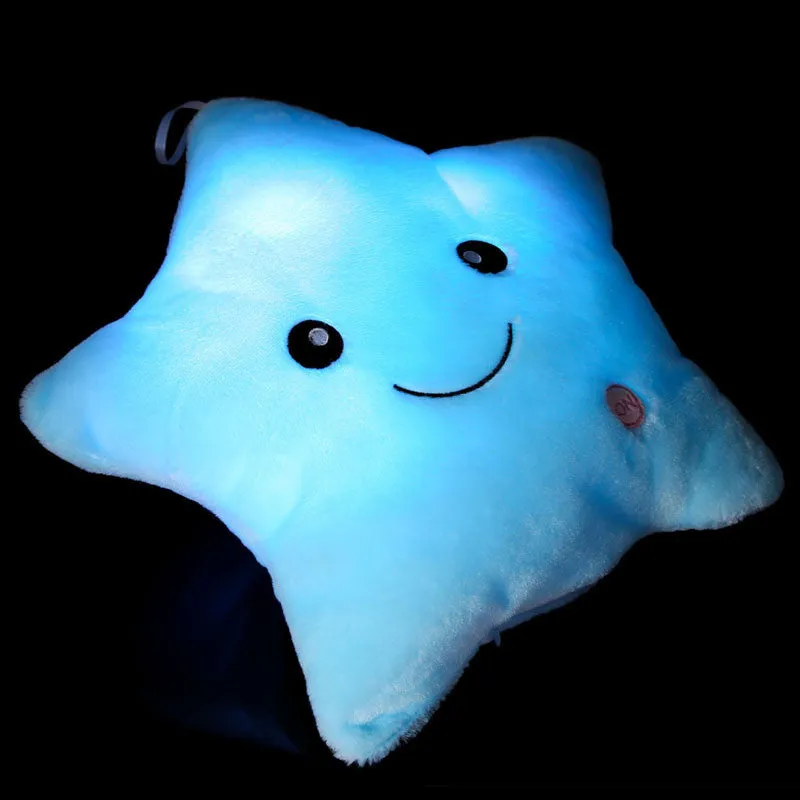 Colorful Star Glow LED Luminous Light Cushion Lovely Soft Relax Smile Stars Flashing Cushions