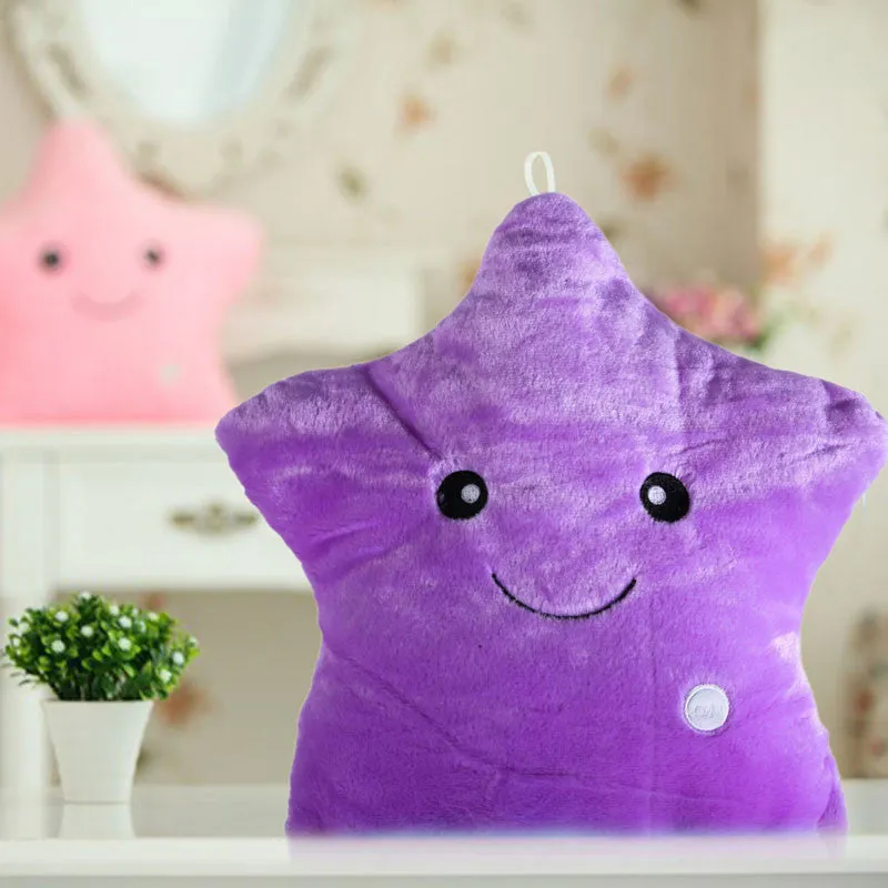 Colorful Star Glow LED Luminous Light Cushion Lovely Soft Relax Smile Stars Flashing Cushions