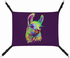 Colorful Alpaca Llama Portrait Hanging Cat Bed Soft Breathable Pet Hammock for Cage Pet Sleeper for Kitten Ferret Puppy Rabbit