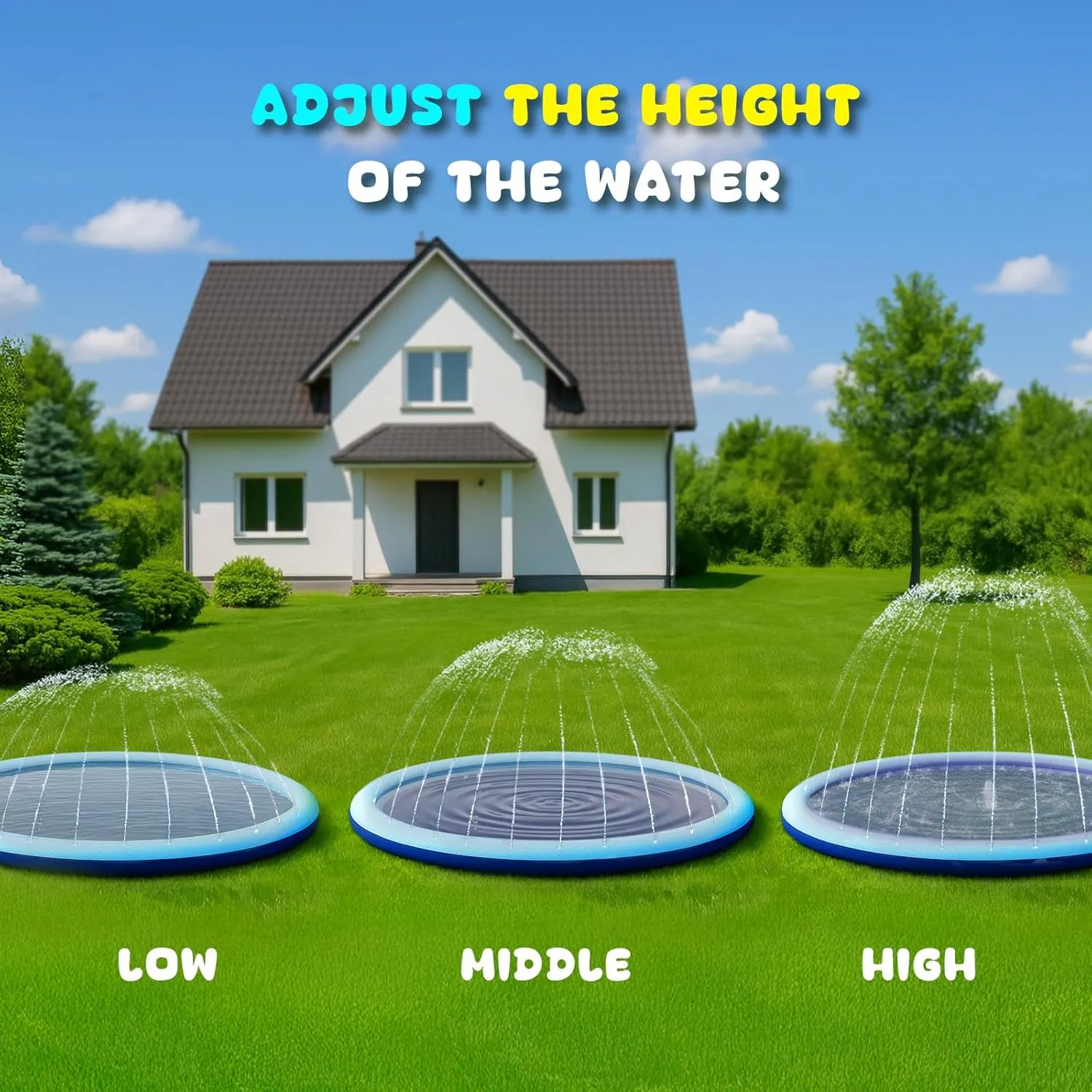 COMMOUDS Splash Pad for Kids and Dogs, Non-Slip Sprinkler Pad Thicken Pool Summer Outdoor Water Toys, Backyard Fountain Play Mat for Baby Toddlers Boys Girls Pet(77Inch)