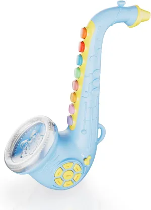 Contixo KT1 Toy Saxophone - Saxaboom, Trumpet, Clarinet with Light & Sound, Early Education Musical Instruments for Toddlers, Blue