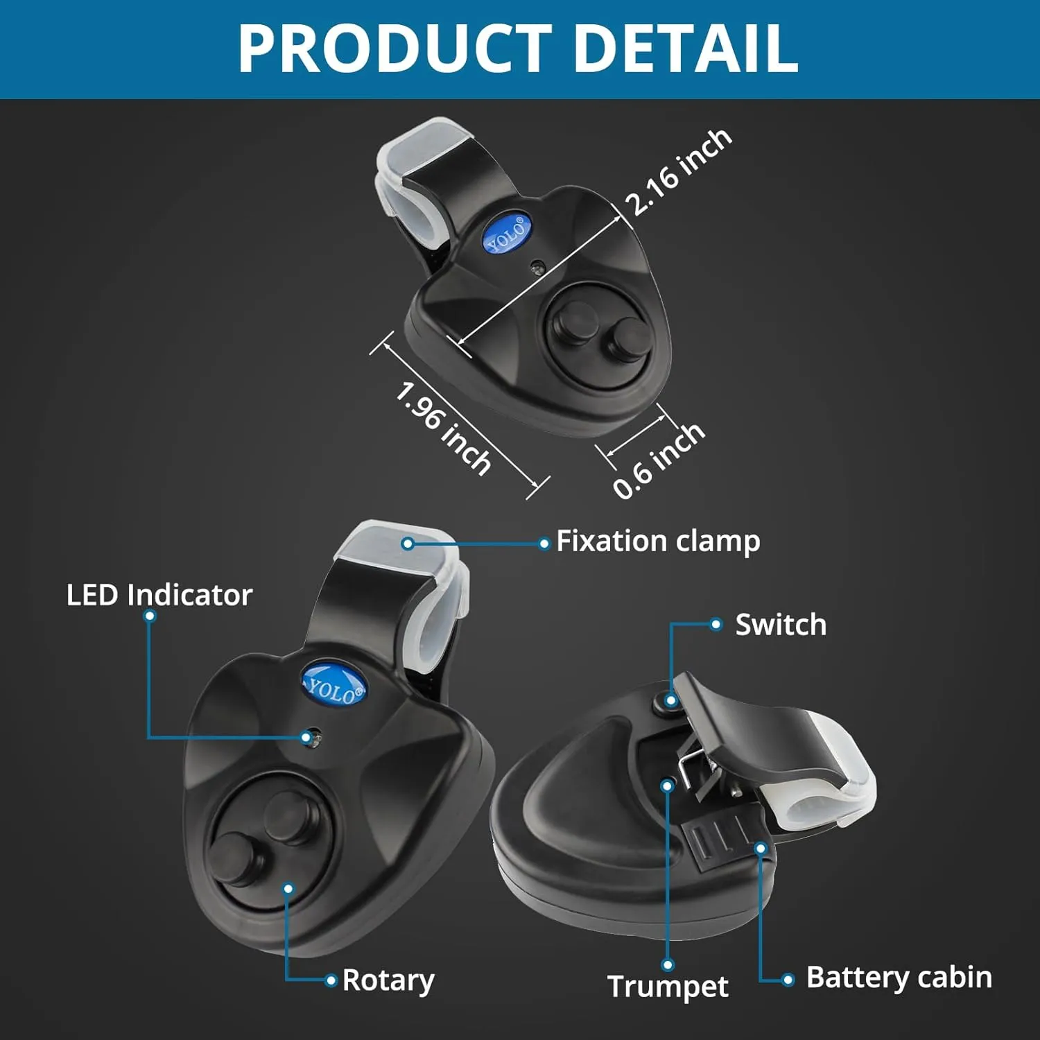 Coolnice 3/4/6 Fishing Bite Alarm with Bonus 10 Batteries Sensitive Electronic Indicator LED Sound Alert On Fishing Rod with Loud Siren Suitable for Daytime Night Fishing Outdoor Carp