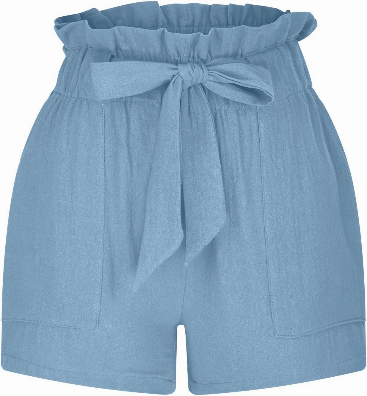 Cotton Linen Shorts for Women Summer 2024 Casual Tie Waist Wide Leg Lounge Shorts Beach Vacation Paperbag Shorts