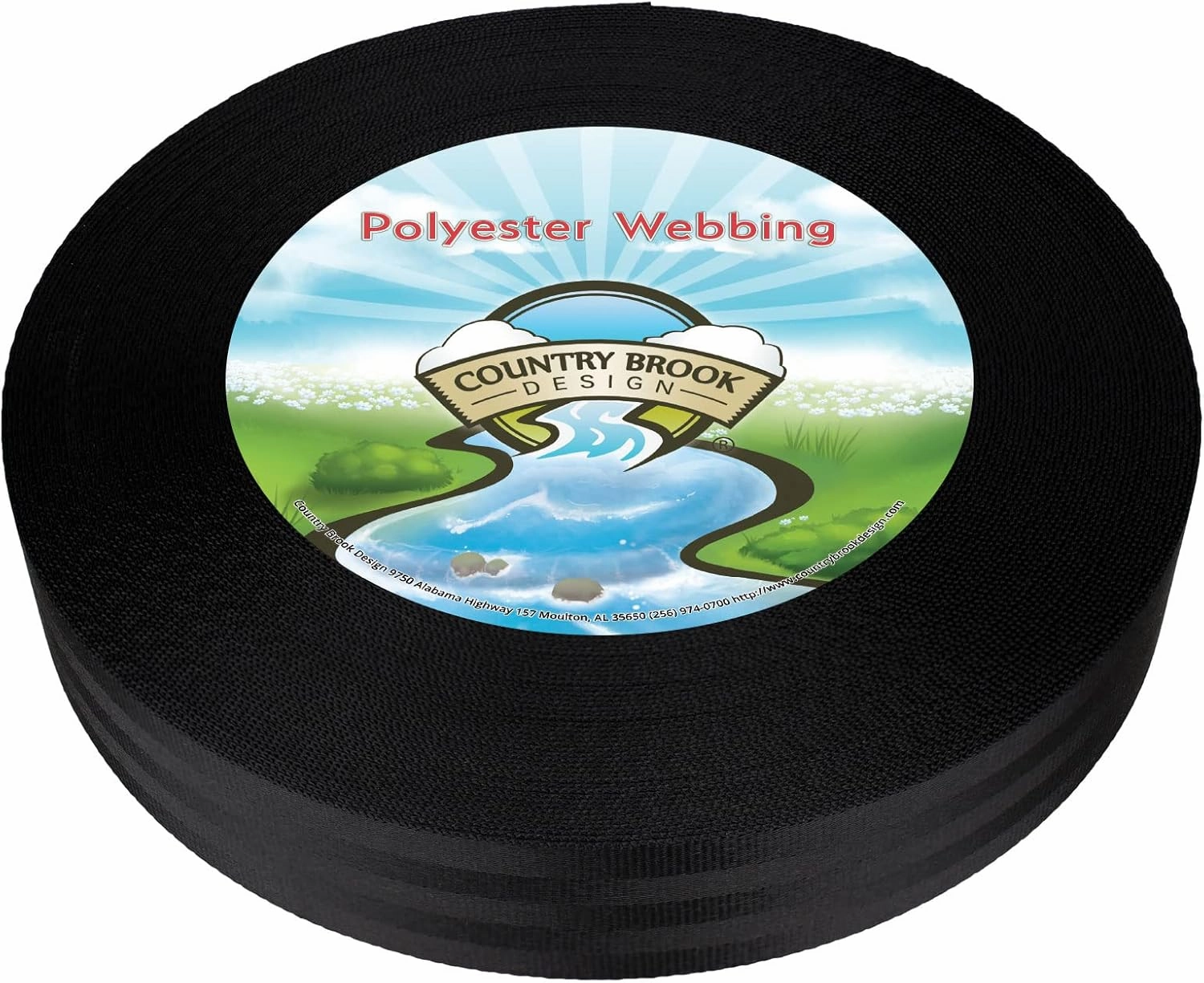 Country Brook Design - 2 Inch Black Polyester Webbing - 4 Vibrant Colors (20 Yards)