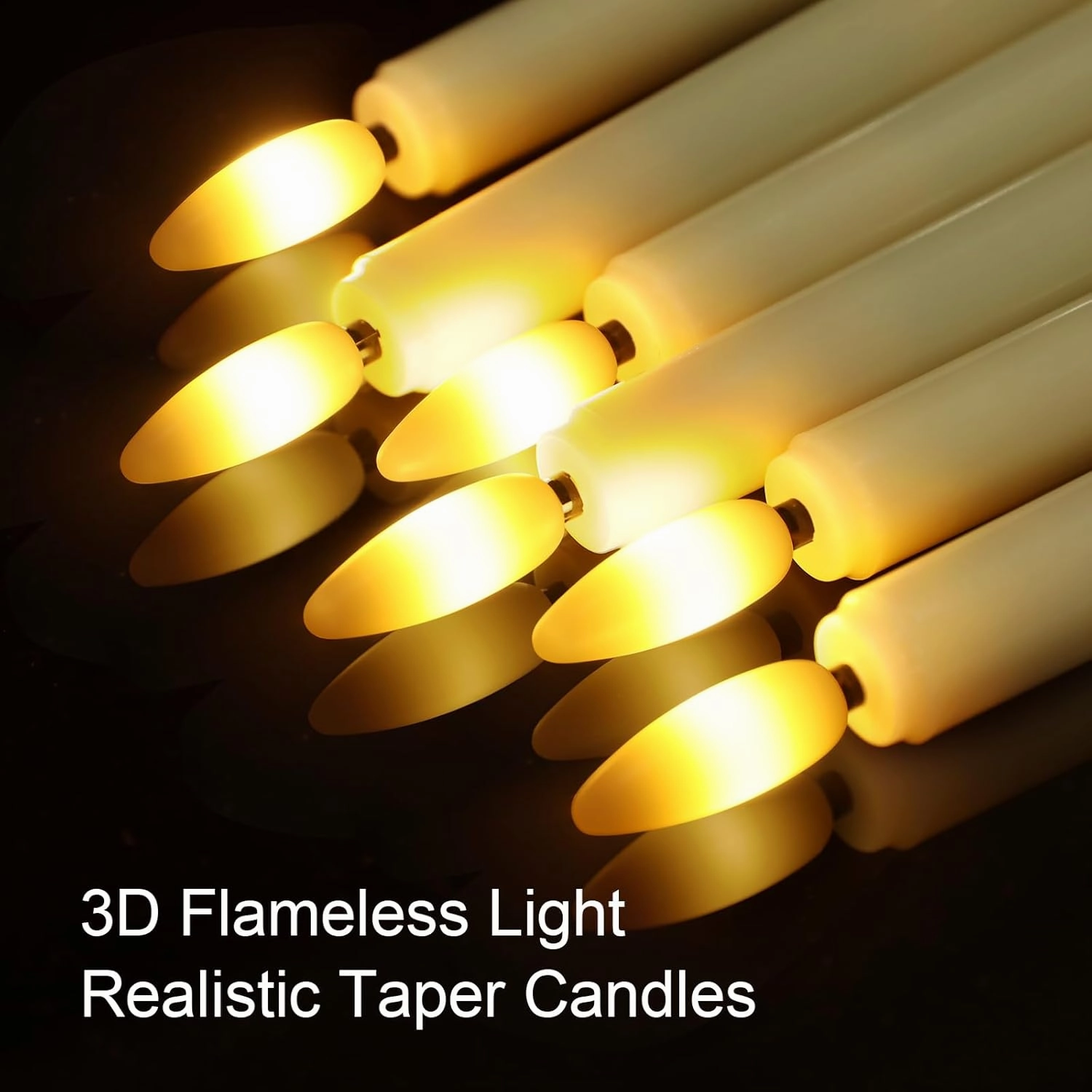 crowm Flameless Flickering Taper Candles with Remote Timer, 3D Wick LED Battery Operated Window Candle Sticks, Electric Fake Ivory Candles for Xmas Fireplace, Set of 6 with Silver Bases