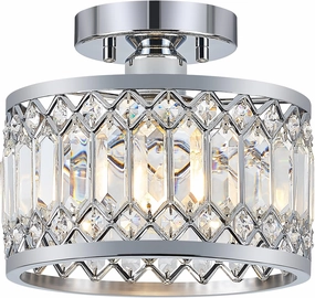 Crystal Ceiling Light Fixture, Modern Semi Flush Mount Ceiling Light, Chrome Lighting Fixtures Ceiling Lamp for Hallway, Kitchen, Entryway, Bedroom, Laundry Room, 9.05 Inch