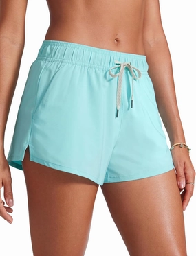 CRZ YOGA Womens 3" Mid Waisted Swim Board Shorts Side Splits Swimming Bottoms Quick Dry Beach Swimsuit with Liner Pockets