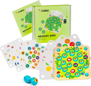 CUBIDI® - Birds Memory Game - Wooden Matching Game for Kids Age 3 4 5 Years Old - Family Board with 10 Fun Patterns - Educational Toy for Cognitive Development