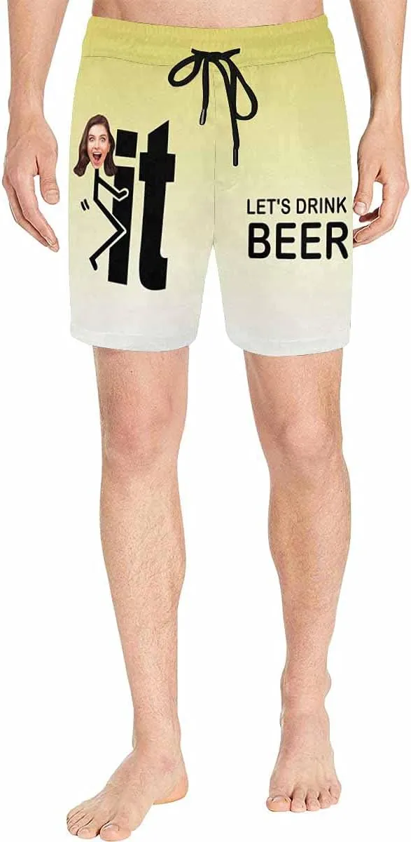 Custom Funny Swim Shorts with Faces Customized Gifts Mens Swim Trunks Wife Girlfriend Photos Beach Board Short for Men