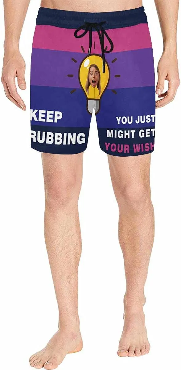 Custom Funny Swim Shorts with Faces Customized Gifts Mens Swim Trunks Wife Girlfriend Photos Beach Board Short for Men