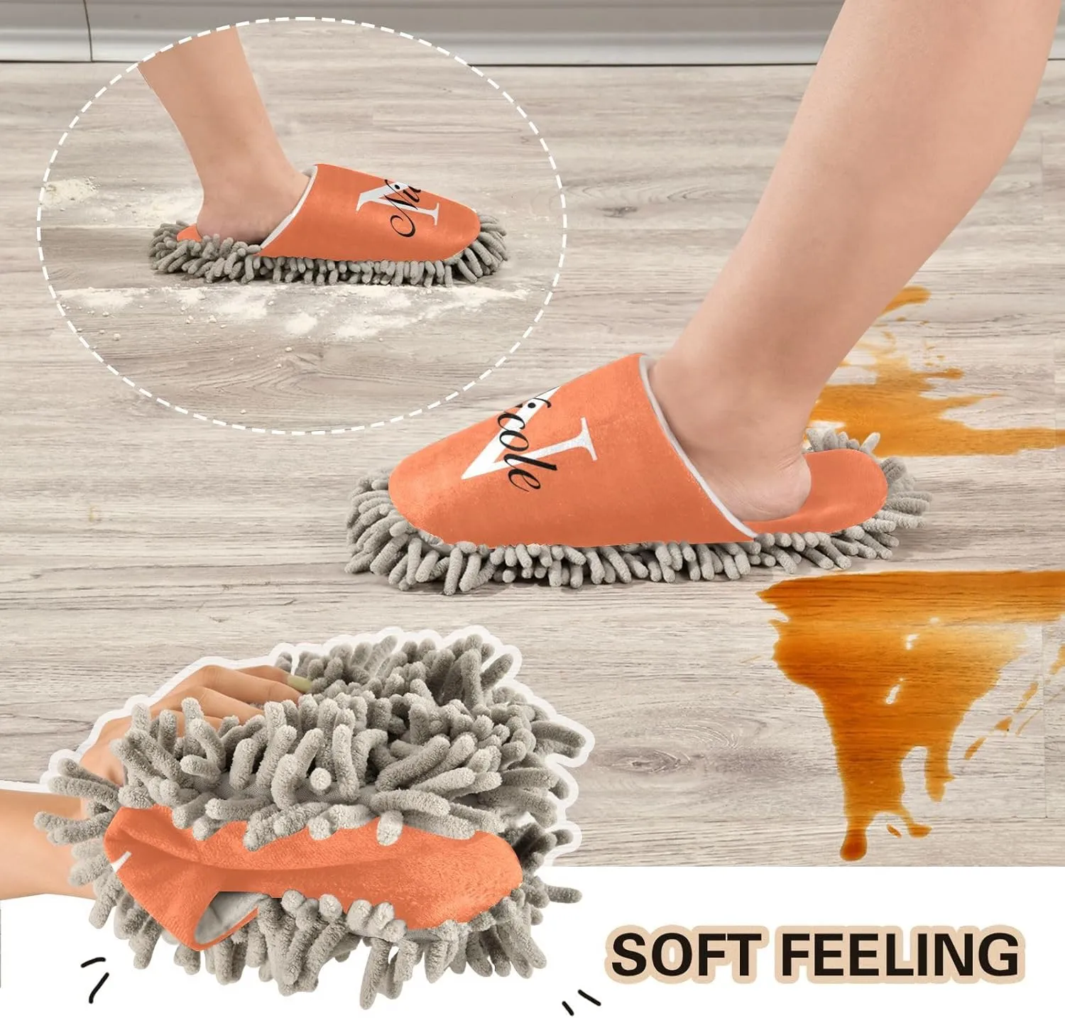 Custom Mop Slippers for Floor Cleaning Personalized Washable Microfiber Cleaning Mop Slippers