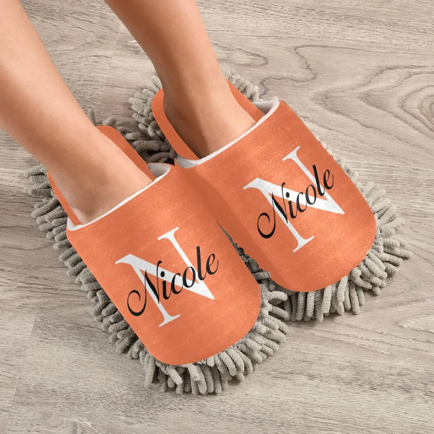 Custom Mop Slippers for Floor Cleaning Personalized Washable Microfiber Cleaning Mop Slippers