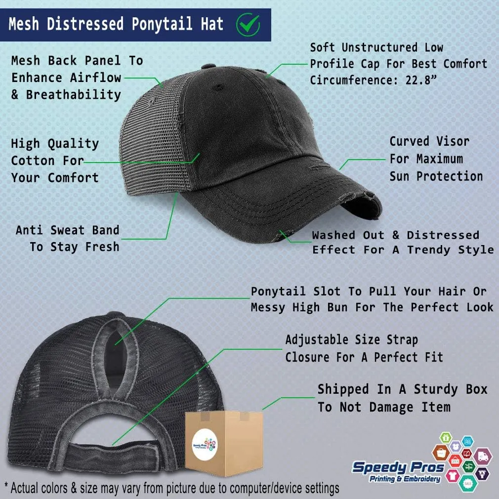 Custom Womens Ponytail Cap Vizsla Dog Embroidery Cotton Strap Closure