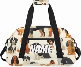 Custom Cute Dog Sports Gym Bag Personalized Pet Animals Name Travel Duffel Bag Customized Weekender Overnight Bags for Women Men