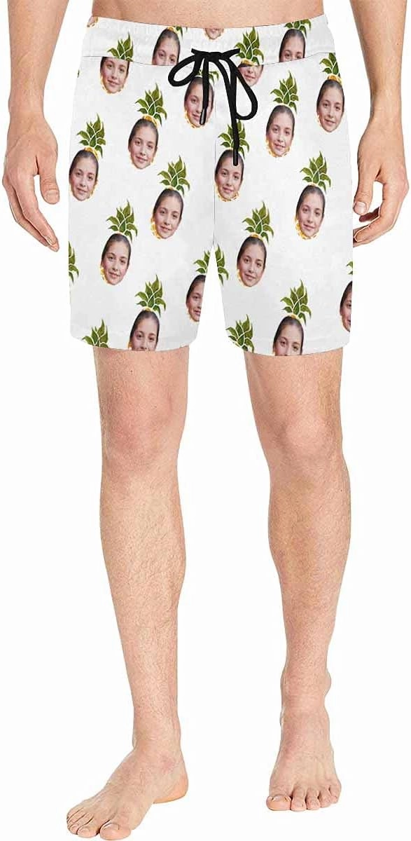 Custom Funny Swim Shorts with Faces Customized Gifts Mens Swim Trunks Wife Girlfriend Photos Beach Board Short for Men