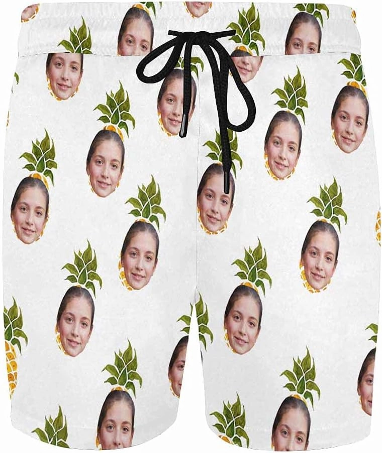 Custom Funny Swim Shorts with Faces Customized Gifts Mens Swim Trunks Wife Girlfriend Photos Beach Board Short for Men