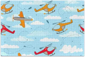 Cute Airplane Helicopter Blue Sky Jigsaw Puzzles 500 Pieces Adults Game Tech Gifts Unique Puzzle Gifts Home Decor Art, 20.5x14.9 Inch