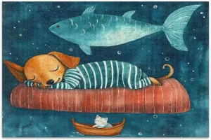Cute Creepy Dachshund Fish Puzzle Games for Adults with Letters on Back Puzzle 1000 Pieces Adult