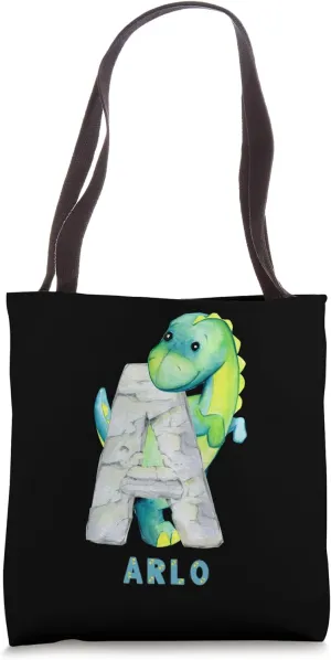 Cute Dinosaurs Letter Arlo Alphabet Dinosaurs Tote Bag