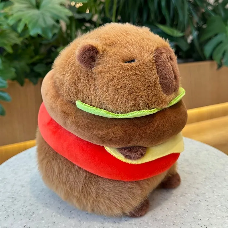 Cute Hamburger Capybara Plush Toy