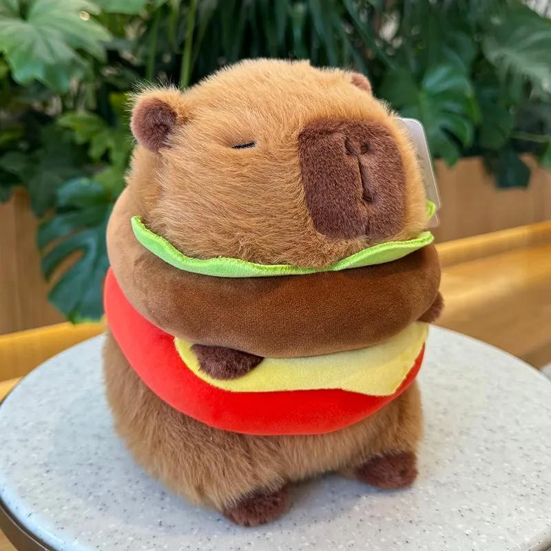 Cute Hamburger Capybara Plush Toy