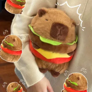 Cute Hamburger Capybara Plush Toy
