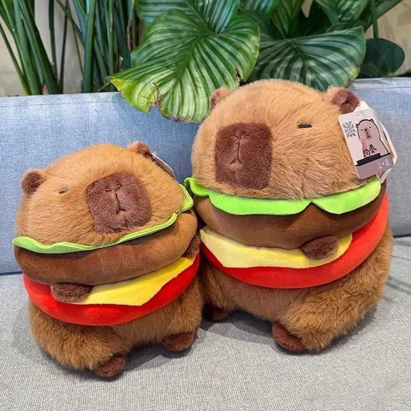 Cute Hamburger Capybara Plush Toy
