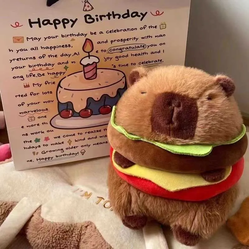 Cute Hamburger Capybara Plush Toy