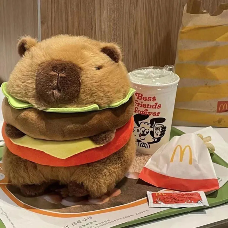 Cute Hamburger Capybara Plush Toy