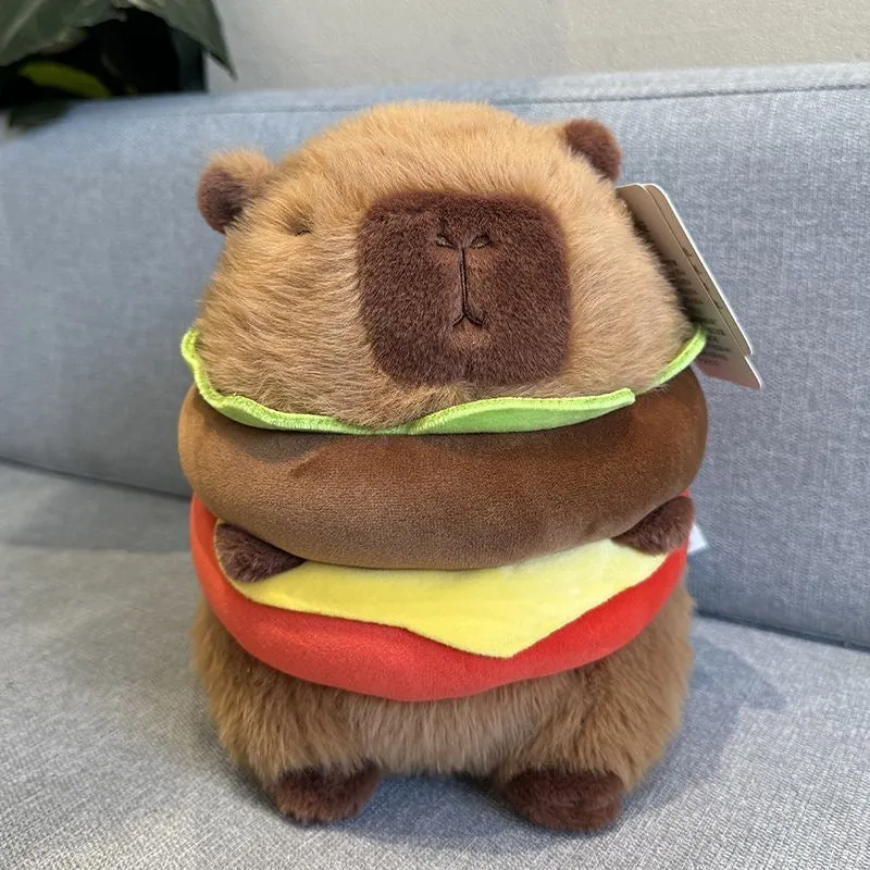 Cute Hamburger Capybara Plush Toy