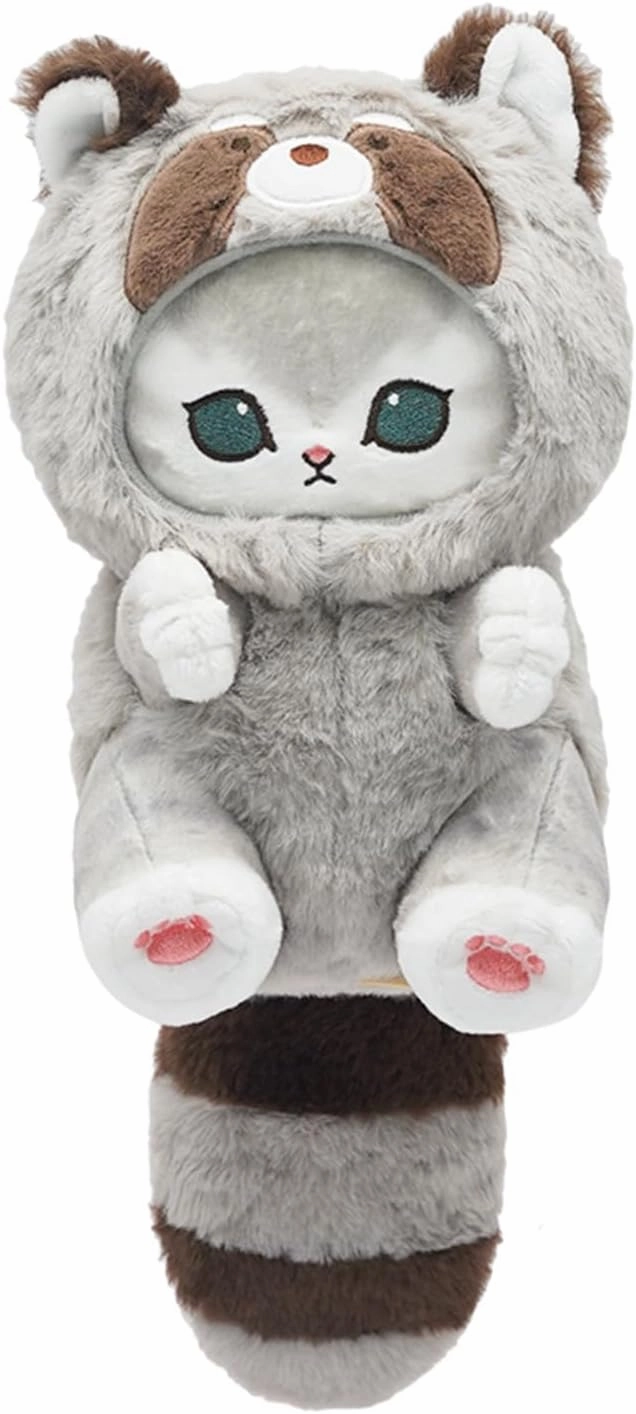 Cute cat Plush Toys 8", Soft cat Toys, Gifts for Girl and Boys, Home Decoration (Racoon cat)