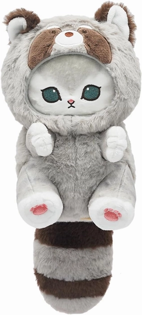Cute cat Plush Toys 8", Soft cat Toys, Gifts for Girl and Boys, Home Decoration (Racoon cat)
