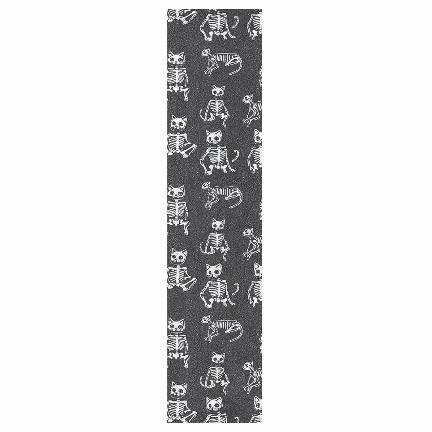 Cute Cat Skeletons Bone Grip Tape roll for Skateboards Non-Skid Scooter Accessories Grip Tape for Longboard Waterproof mini Cruiser Skateboard Grip, 44×10 Inch