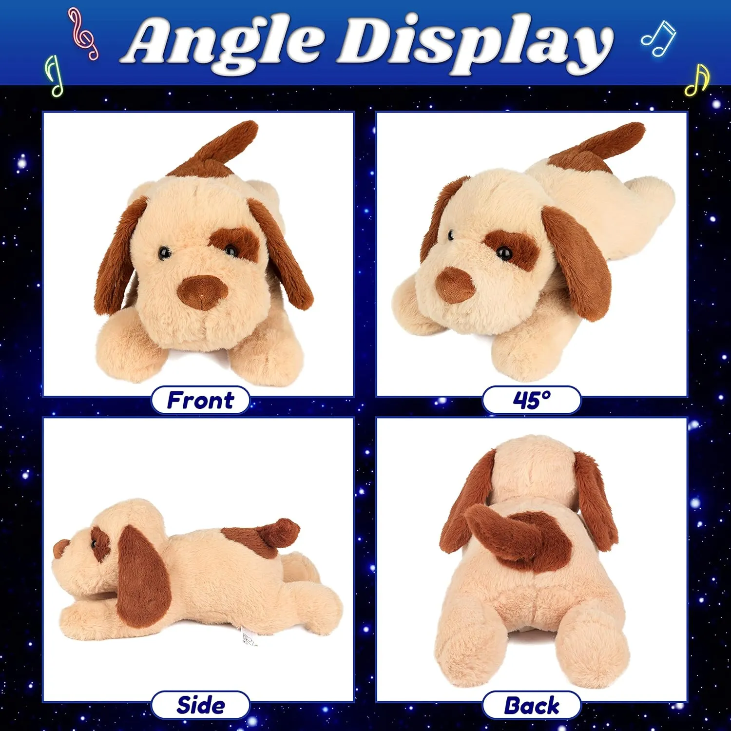 Cuteoy Musical Plush Dog Stuffed Animal Soft Glowing LED Light-up Nightlight Toys Singing Lullabies Birthday Christmas Plushies Puppy Gifts for Kids Boys Girls,14"