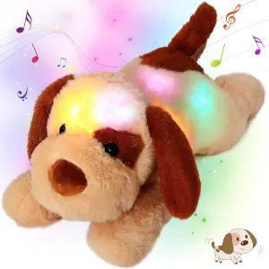 Cuteoy Musical Plush Dog Stuffed Animal Soft Glowing LED Light-up Nightlight Toys Singing Lullabies Birthday Christmas Plushies Puppy Gifts for Kids Boys Girls,14"