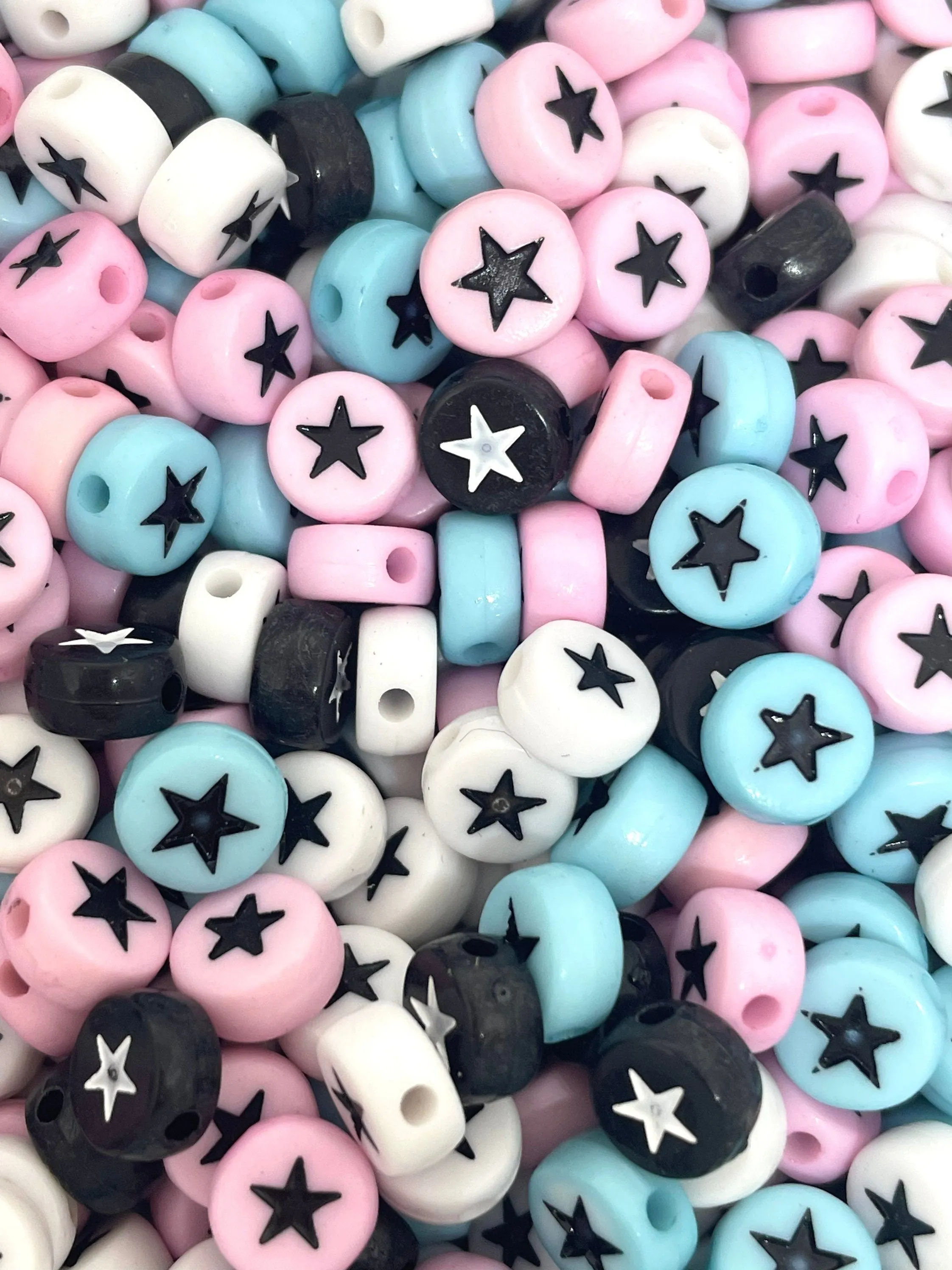 Cutie Star Coin Bead Assortment, 7mm Beads, Spacers for Alphabet Beads, Spacers for Letter Beads, Star Beads, Kawaii Beads, Unique Beads