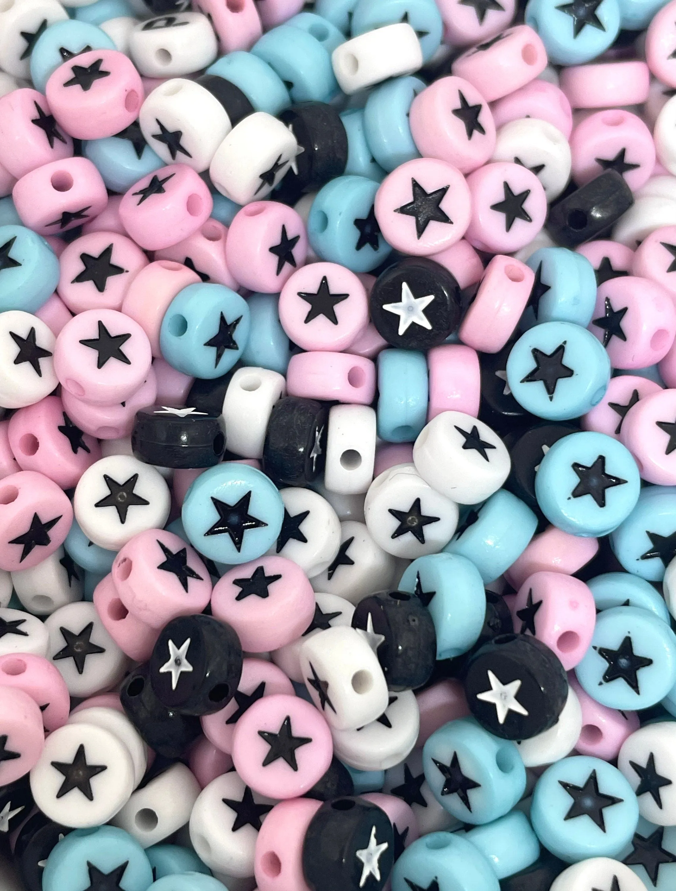 Cutie Star Coin Bead Assortment, 7mm Beads, Spacers for Alphabet Beads, Spacers for Letter Beads, Star Beads, Kawaii Beads, Unique Beads